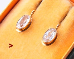 Boucles d'oreilles Vintage Spinelle blanche massif or 14K / 2.1 gr