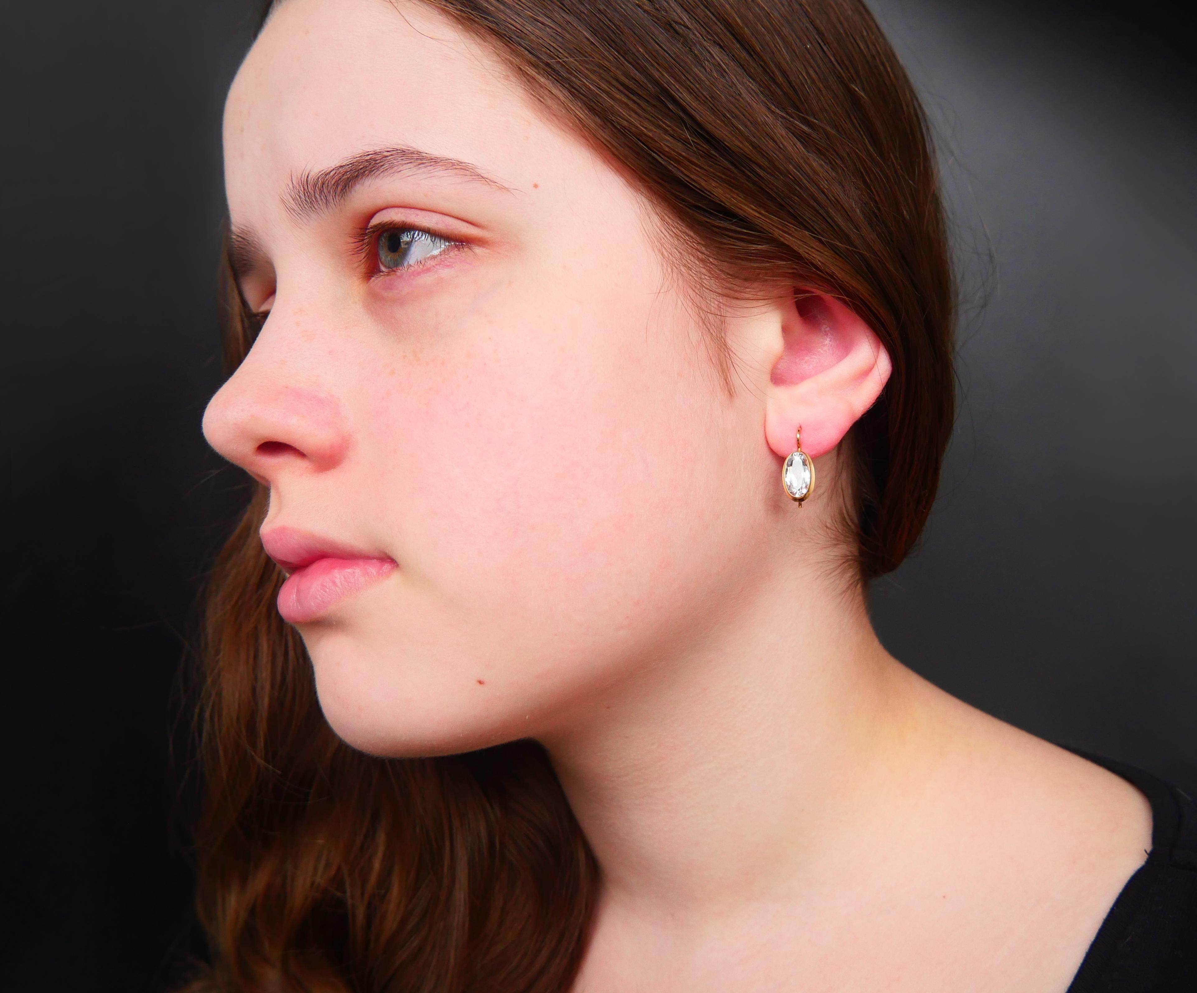 Vintage Ohrringe Weißer Spinell massiv 14K Gold / 2,1 gr Damen im Angebot