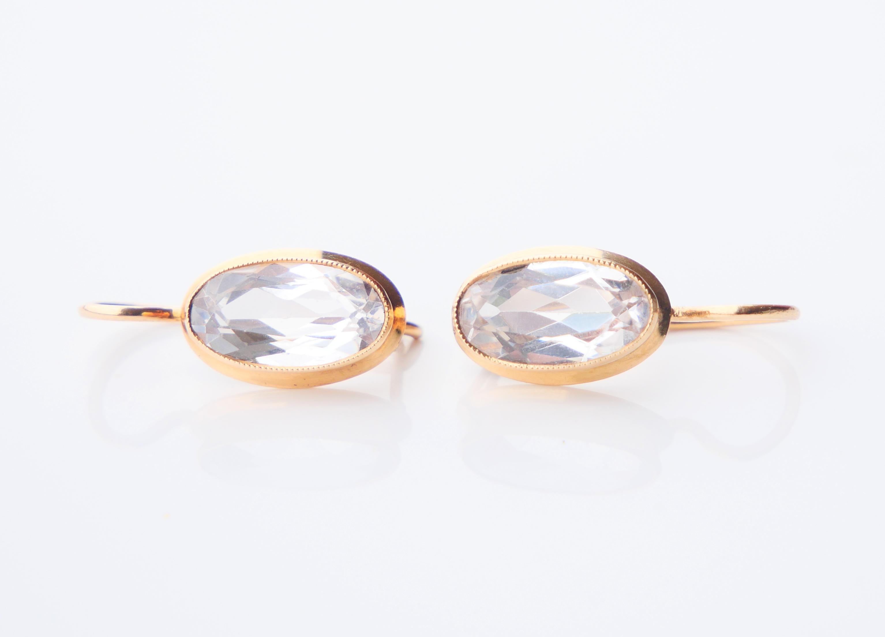 Vintage Ohrringe Weißer Spinell massiv 14K Gold / 2,1 gr im Angebot 3