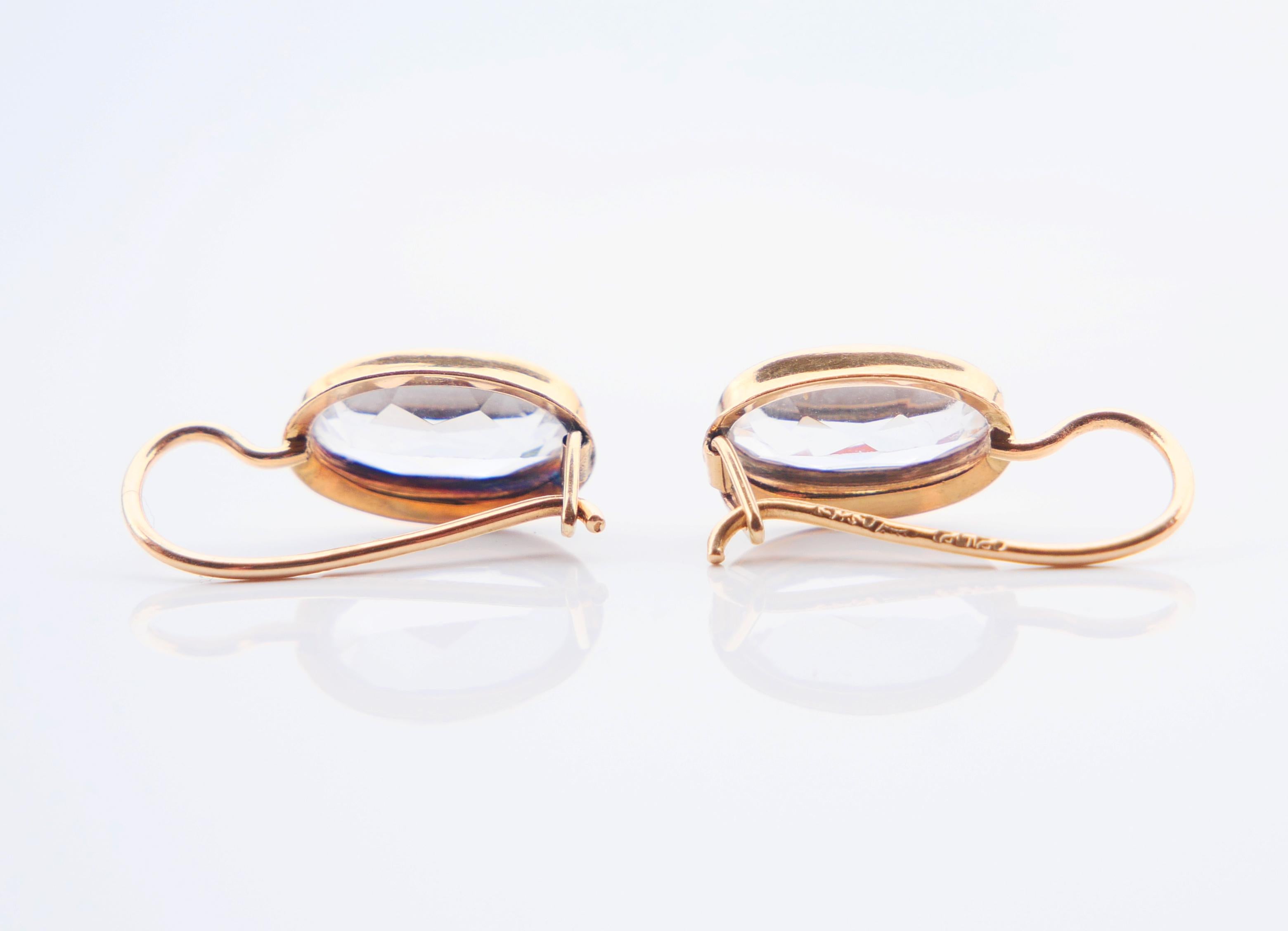 Vintage Ohrringe Weißer Spinell massiv 14K Gold / 2,1 gr im Angebot 4