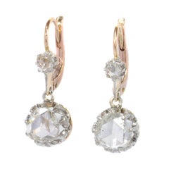 Vintage Earrings with Large Rose Cut Diamonds, 1920s