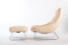 Vintage Earth Leather Chair & Ottoman by Percival Lafer, 1970s