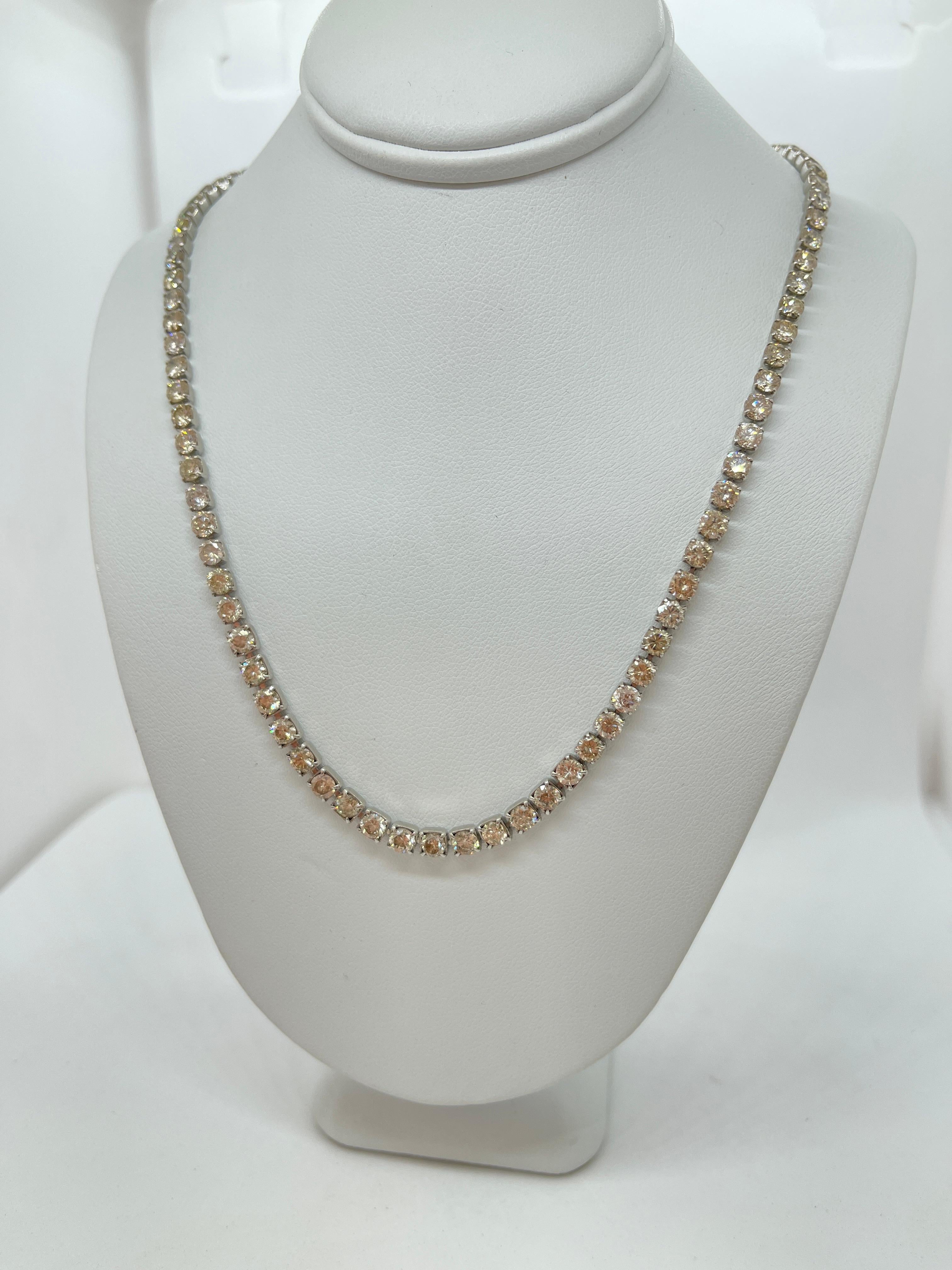Vintage Earth Mined Genuine Diamond Platinum Necklace Circa 1940s with Valuation For Sale 3