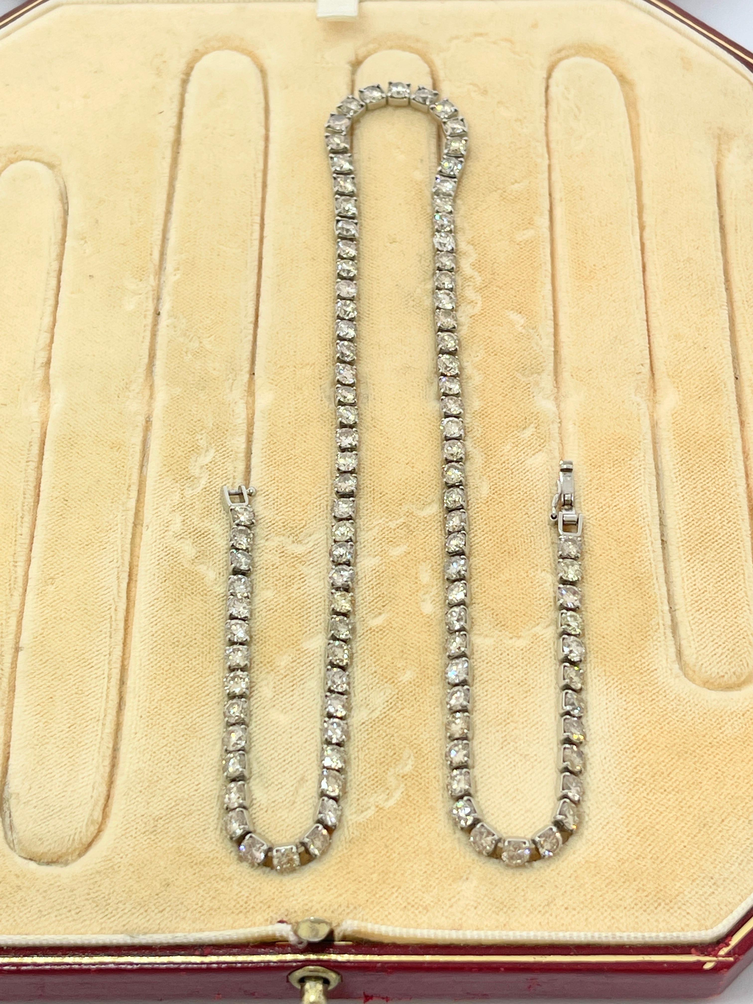Vintage Earth Mined Genuine Diamond Platinum Necklace Circa 1940s with Valuation For Sale 1