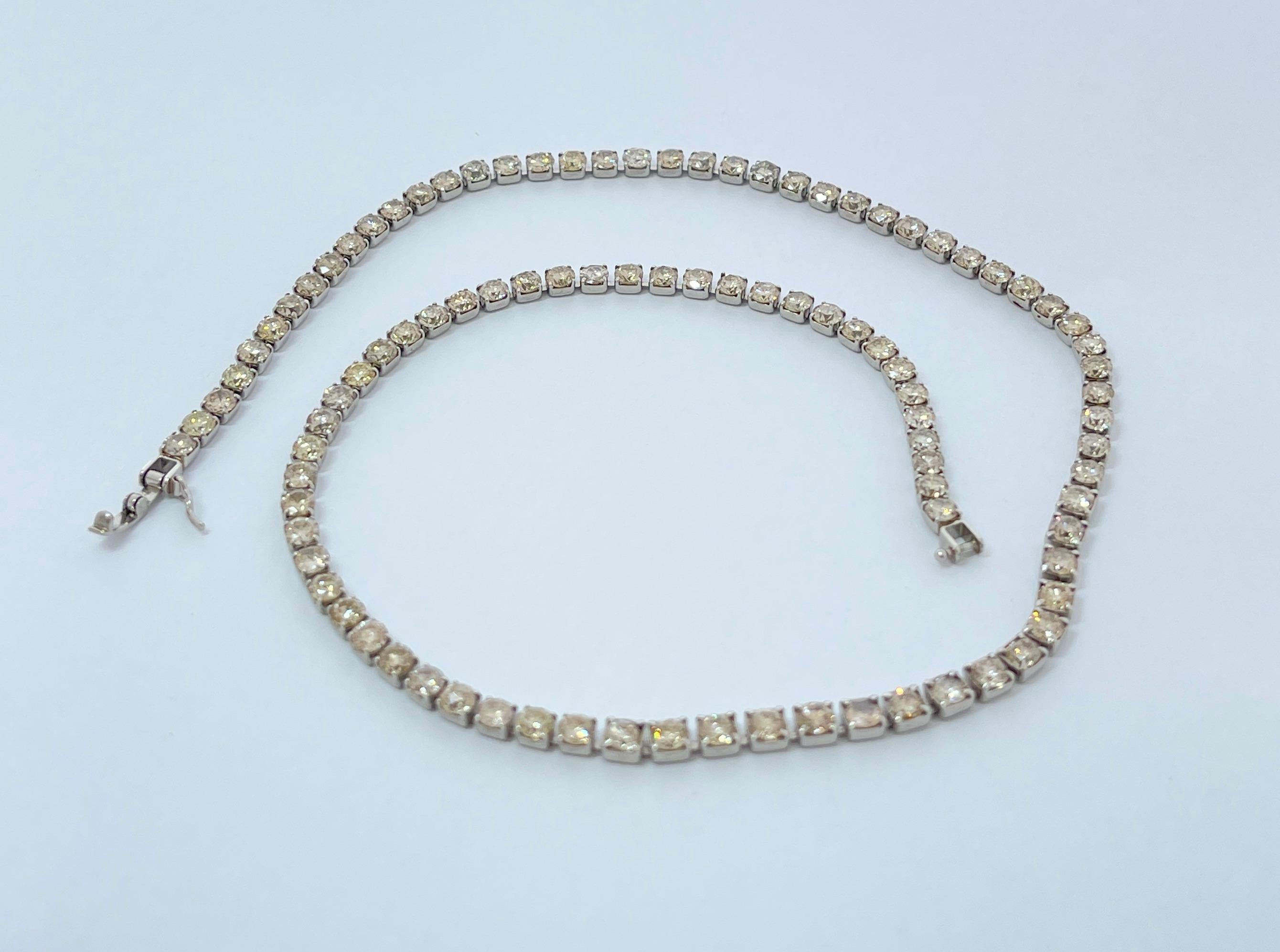 Vintage Earth Mined Genuine Diamond Platinum Necklace Circa 1940s with Valuation For Sale 2