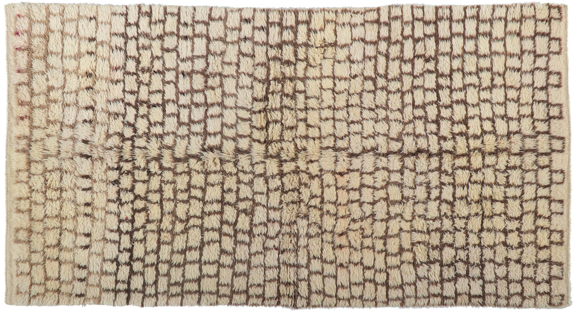 Vintage Earth-Tone Moroccan Carpet, Organic Modern Meets Wabi-Sabi For Sale 3