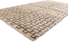 Vintage Earth-Tone Moroccan Carpet, Organic Modern Meets Wabi-Sabi