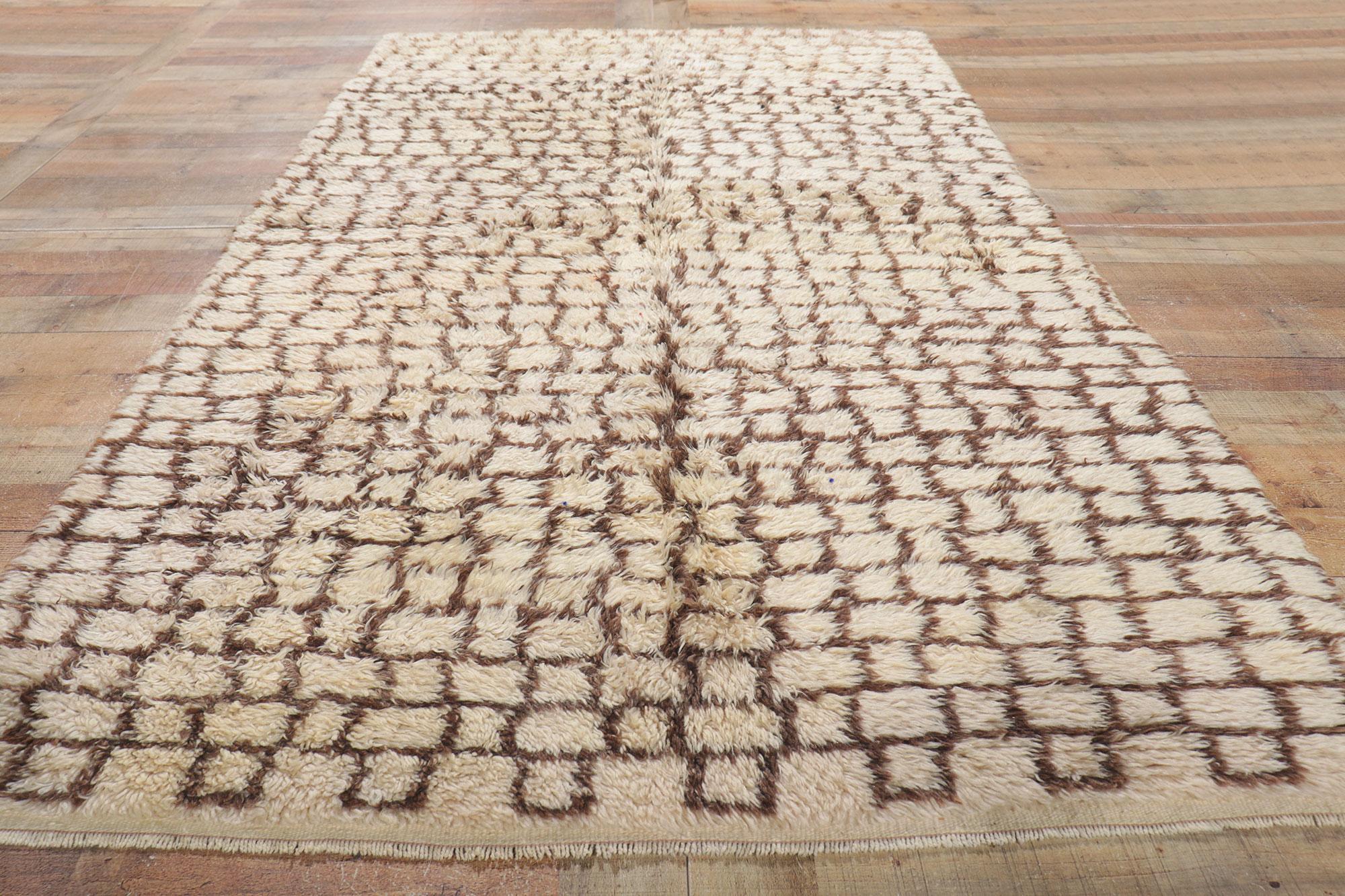 Vintage Earth-Tone Moroccan Carpet, Organic Modern Meets Wabi-Sabi For Sale 1