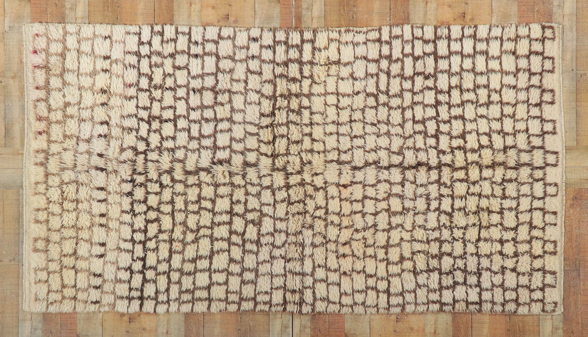 Vintage Earth-Tone Moroccan Carpet, Organic Modern Meets Wabi-Sabi For Sale 2