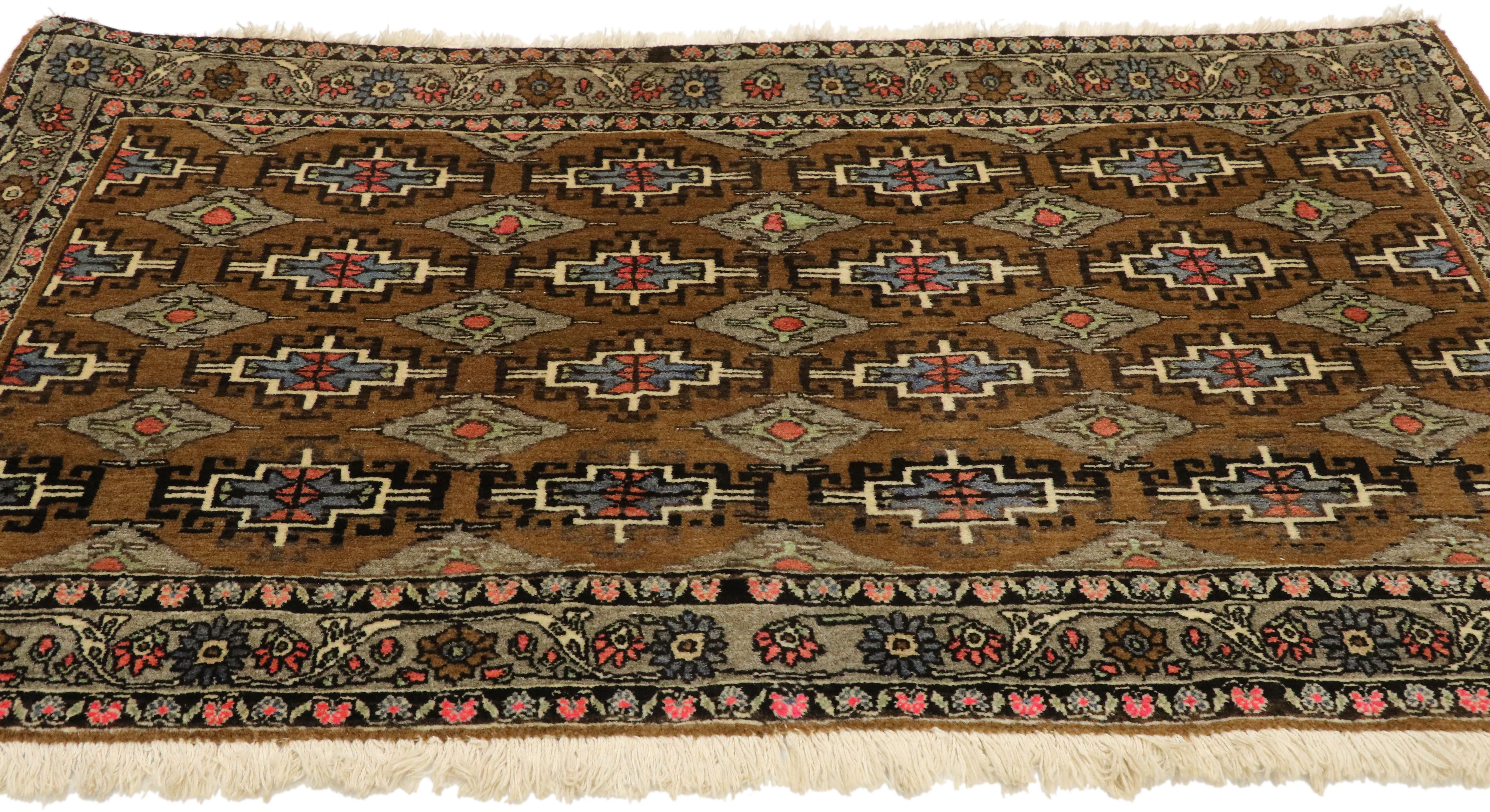 Hand-Knotted 1950's Earth-Tone Persian Khorassan Carpet with Traditional Style For Sale