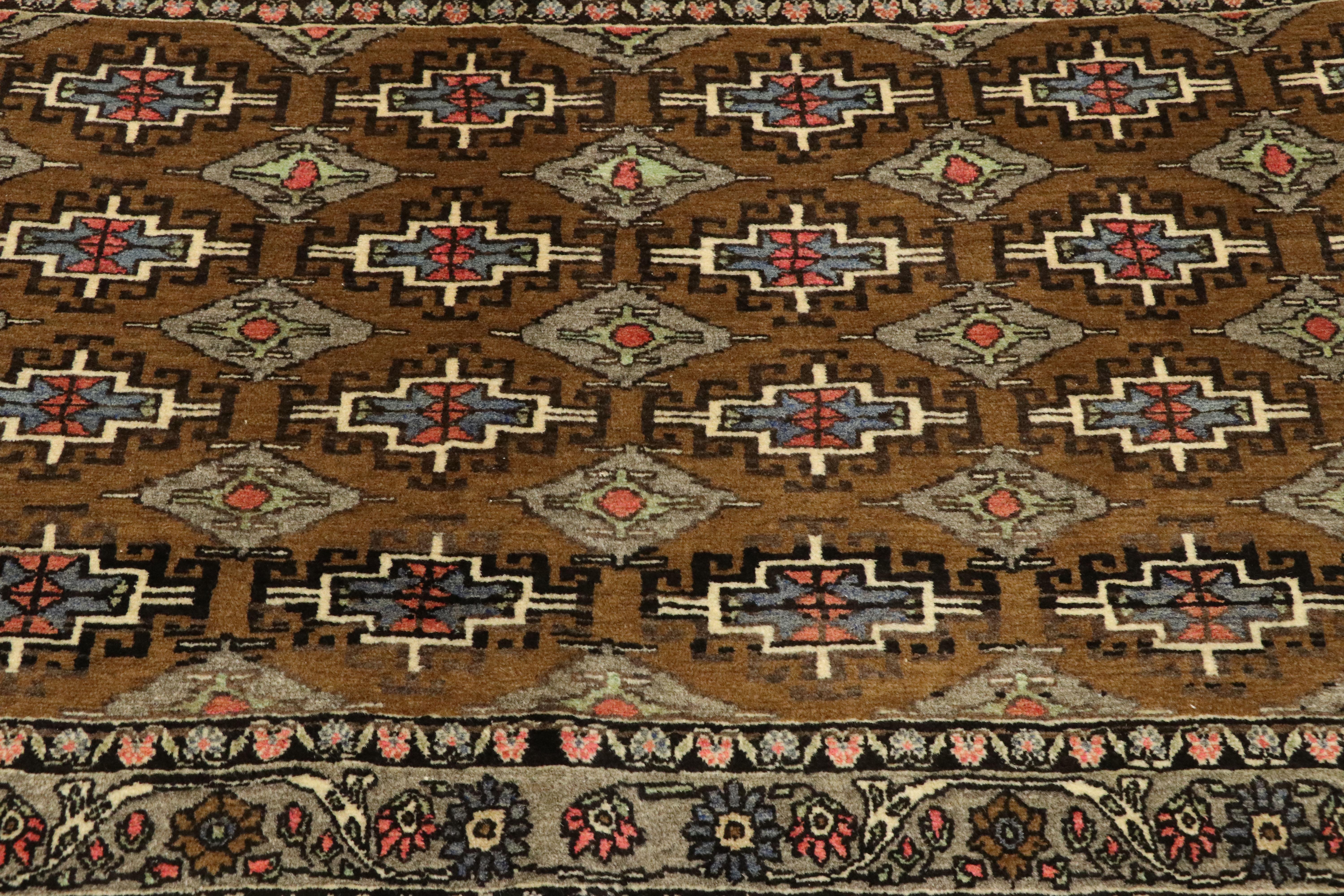 1950's Earth-Tone Persian Khorassan Carpet with Traditional Style In Good Condition For Sale In Dallas, TX