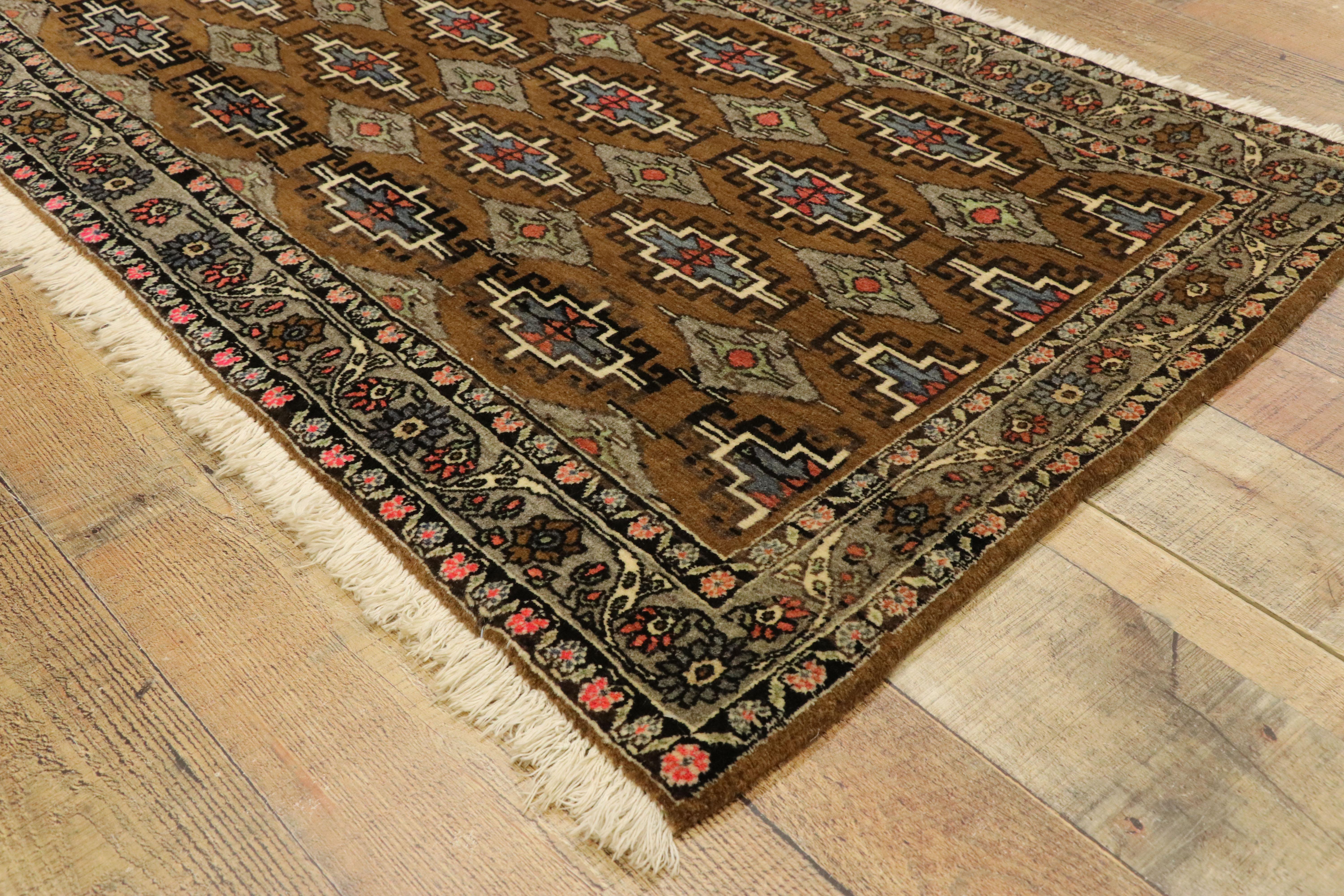 Wool 1950's Earth-Tone Persian Khorassan Carpet with Traditional Style For Sale