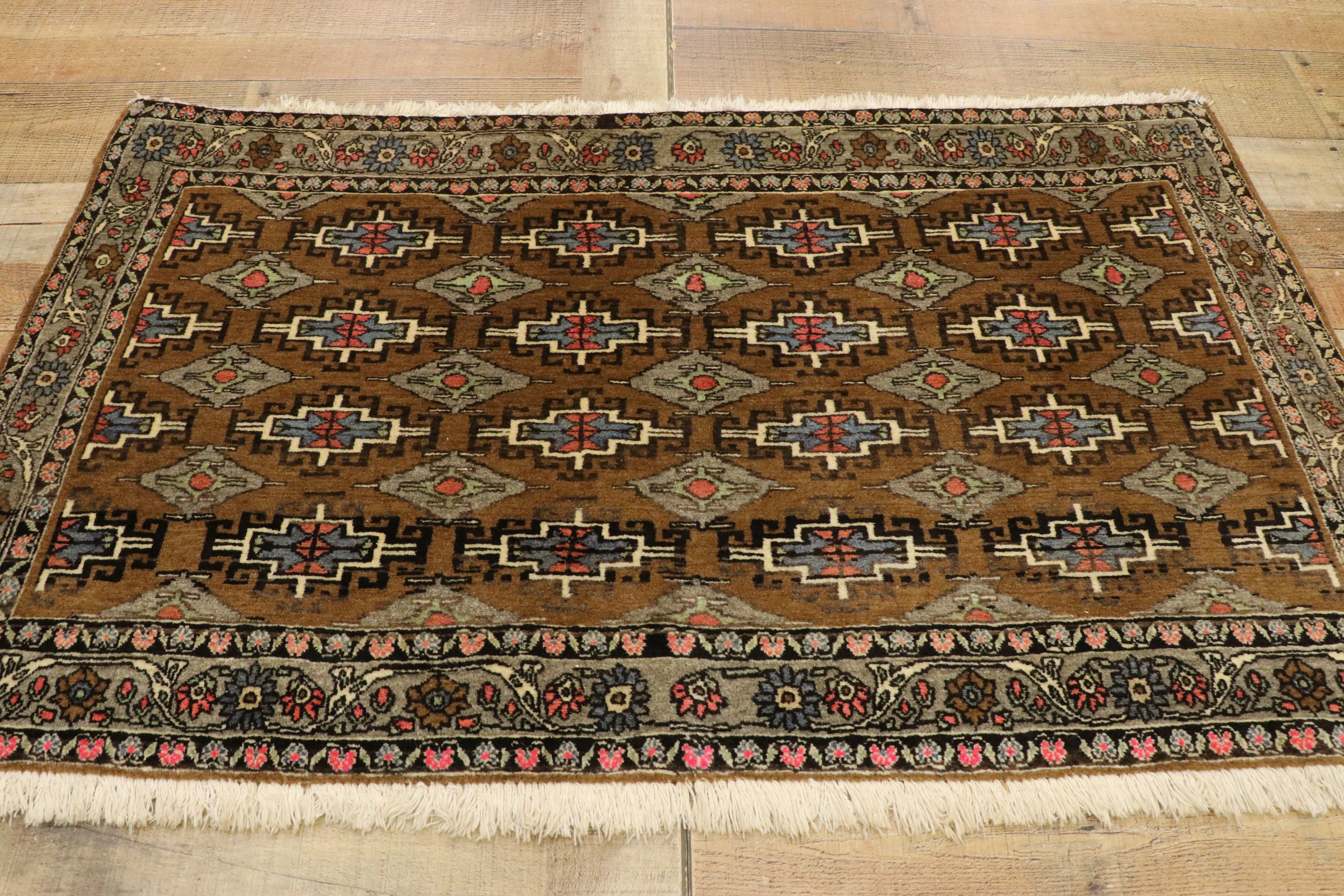 1950's Earth-Tone Persian Khorassan Carpet with Traditional Style For Sale 1