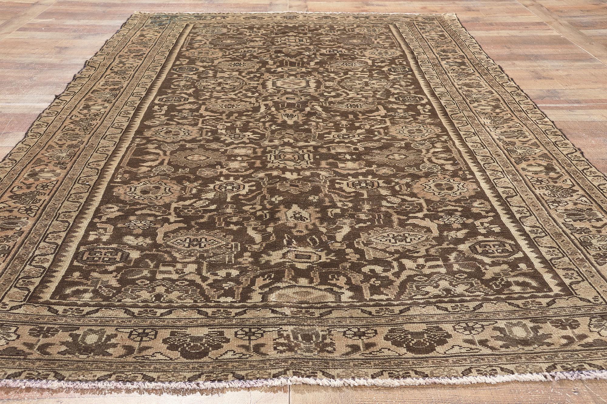 Vintage Earth-Tone Persian Malayer Carpet For Sale 2