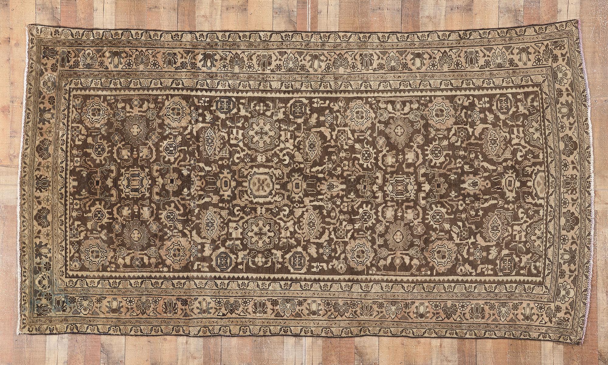 Vintage Earth-Tone Persian Malayer Carpet For Sale 3