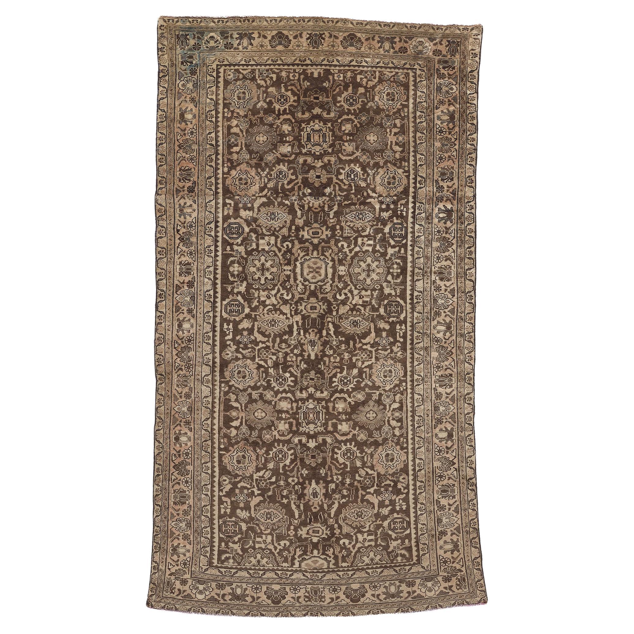 Vintage Earth-Tone Persian Malayer Carpet