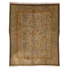 Tibetischer, erdfarbener Vintage-Teppich aus Wolle