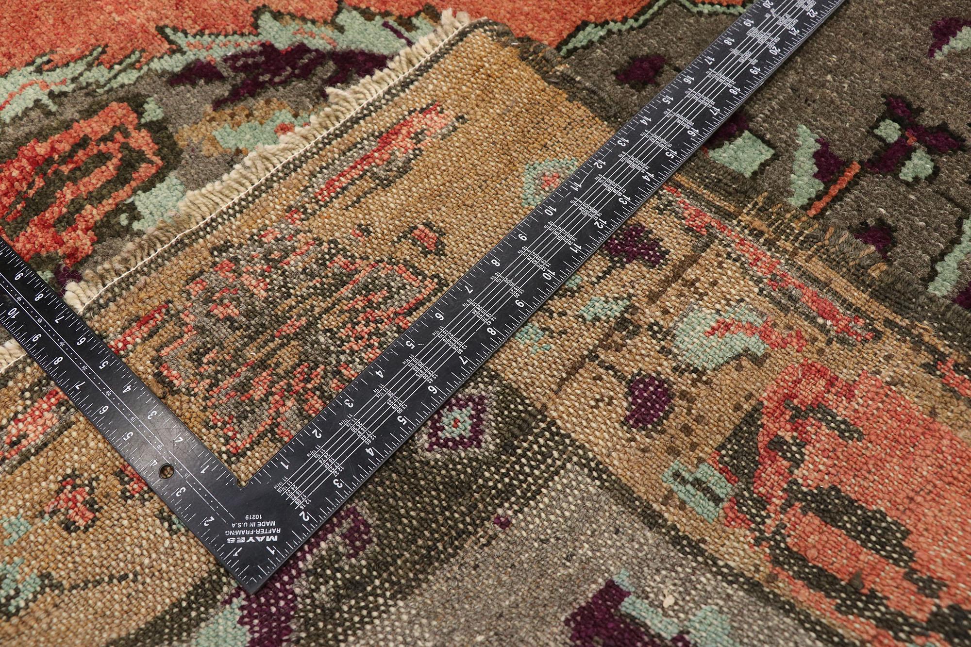 Wool Vintage Earth-Tone Turkish Oushak Carpet, 08'09 x 10'03 For Sale