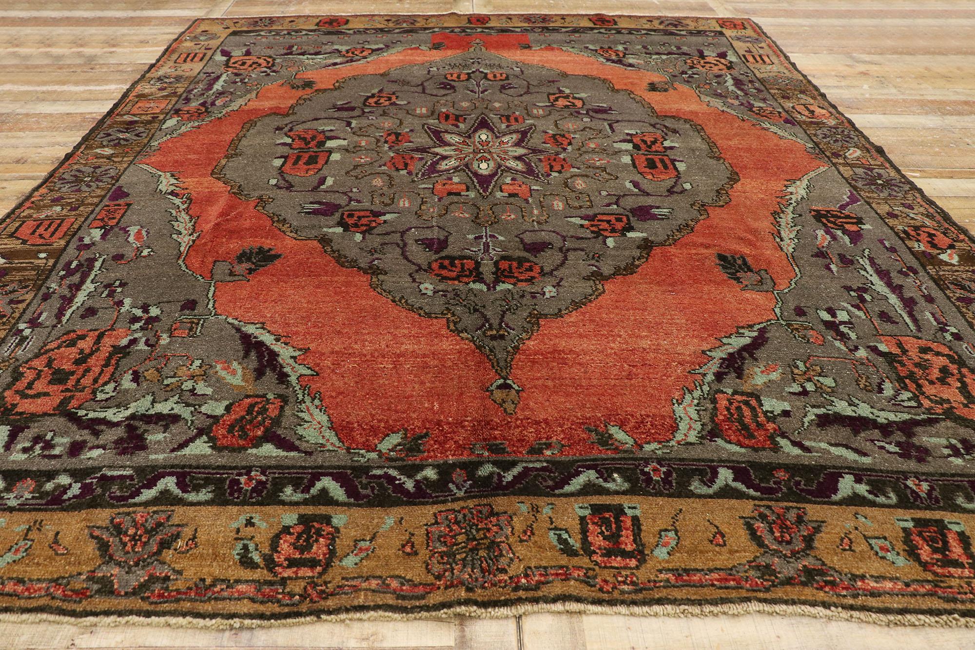 Vintage Earth-Tone Turkish Oushak Carpet, 08'09 x 10'03 For Sale 2