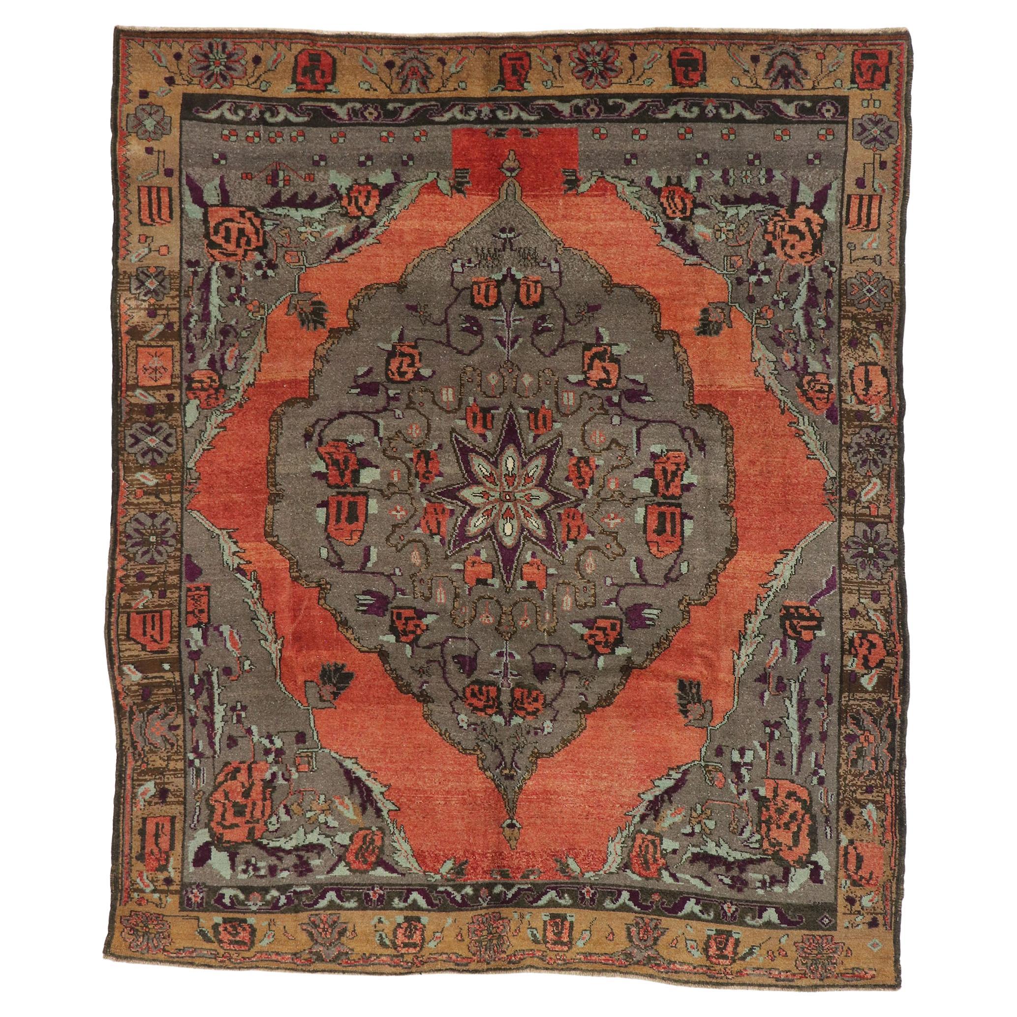 Alfombra Turca Oushak Vintage Tono Tierra, 08'09 x 10'03