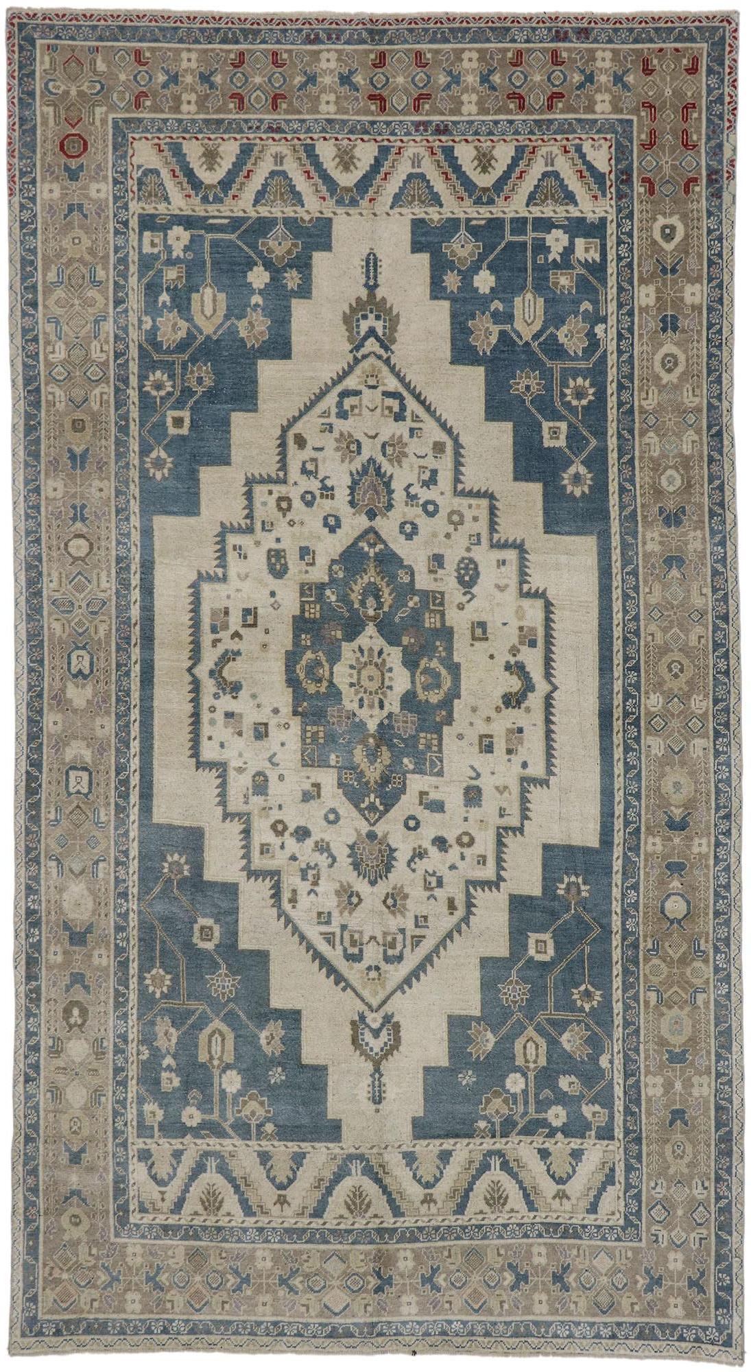 Vintage Earth-Tone Turkish Oushak Gallery Carpet, 05'09 x 10'06