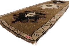 Vintage Earth-Tone Turkish Oushak-Kars Carpet, 05'04 x 13'11