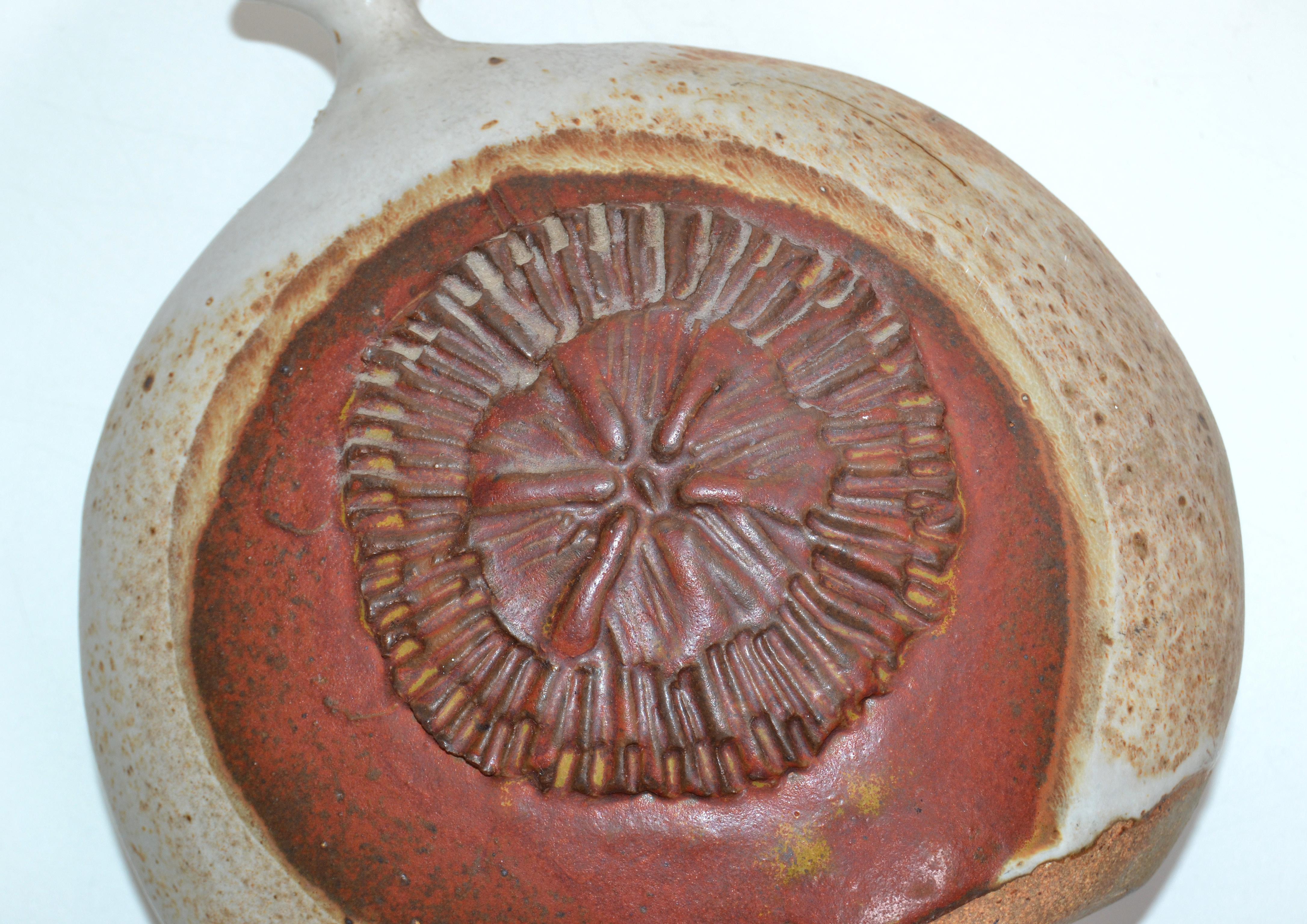 Vintage Earthenware Handcrafted Brown & Red Drip Glaze Bud Weed Vase Pottery  en vente 3