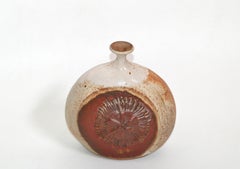 Vintage Earthenware Handcrafted Brown & Red Drip Glaze Bud Weed Vase Pottery