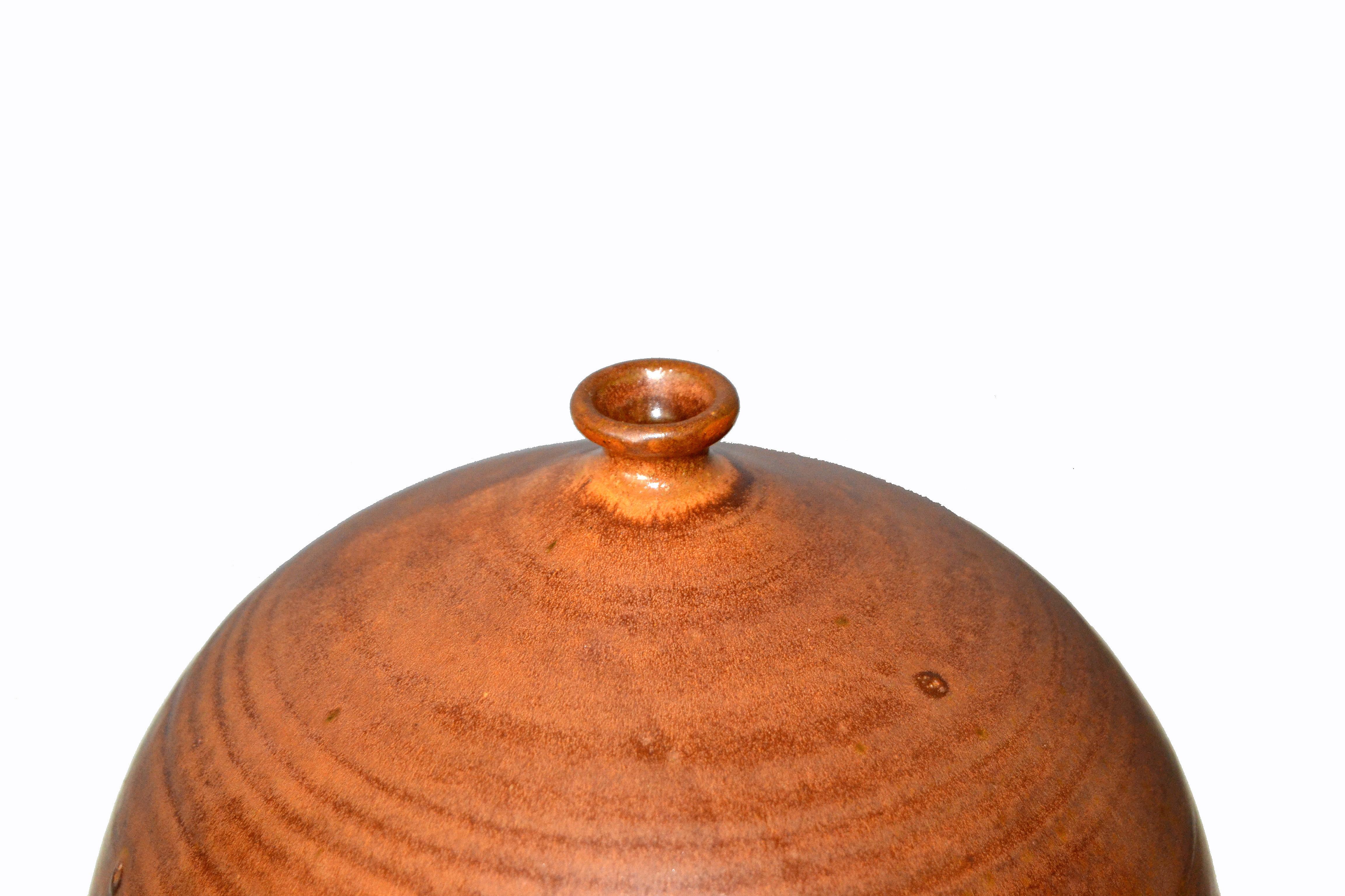 20th Century Vintage Earthenware Handcrafted Brown Terra Studio Drip Glaze Bud, Weed Vase