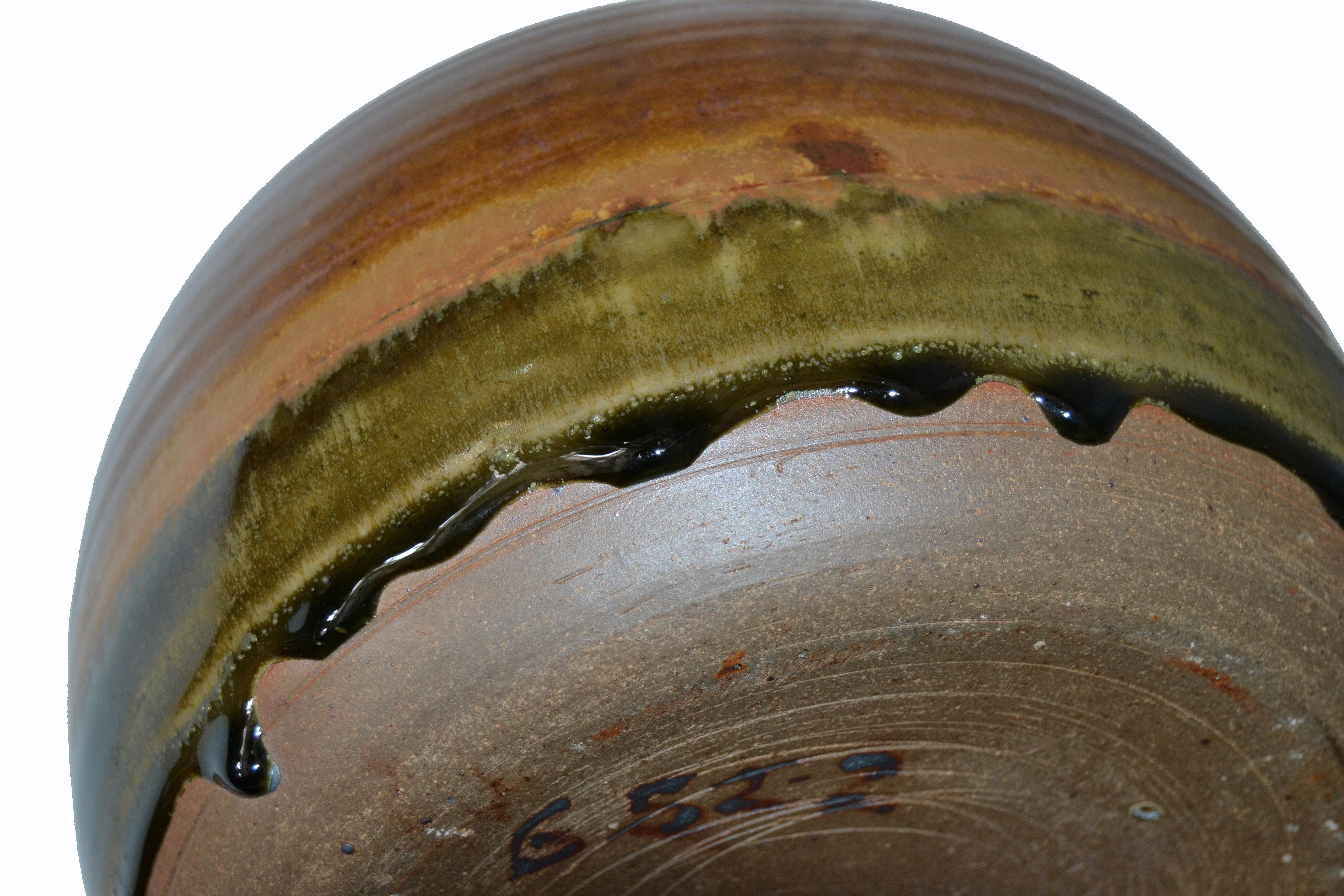 Vintage Earthenware Handcrafted Brown Terra Studio Drip Glaze Bud, Weed Vase 2