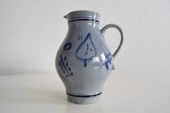 Vintage earthenware Jug with Blue Salt Glaze/Marzi & Remi, 1960's.