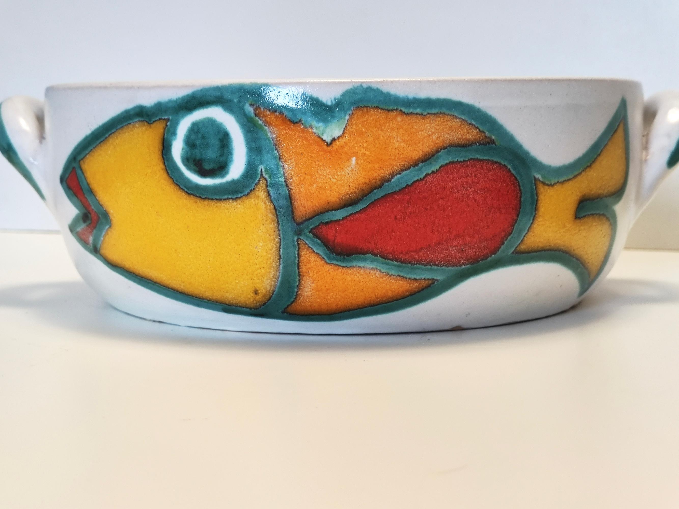 Mid-Century Modern Vintage Earthenware Serving Bowl or Centerpiece by Giovanni De Simone, Italy  For Sale