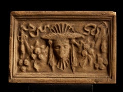 Vintage Earthenware Tile with a Woman's Face