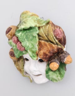 Vintage Earthware Commedia Mask Ascribable to Eugenio Pattarino, Florence
