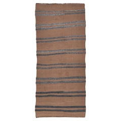 Kilim turco fatto a mano vintage marrone e grigio carbone 3'10''x8'9''
