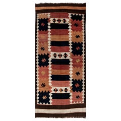 Vintage Earthy Colors Etno Turkish Kilim Handwoven Wool Rug by Doris Leslie Blau