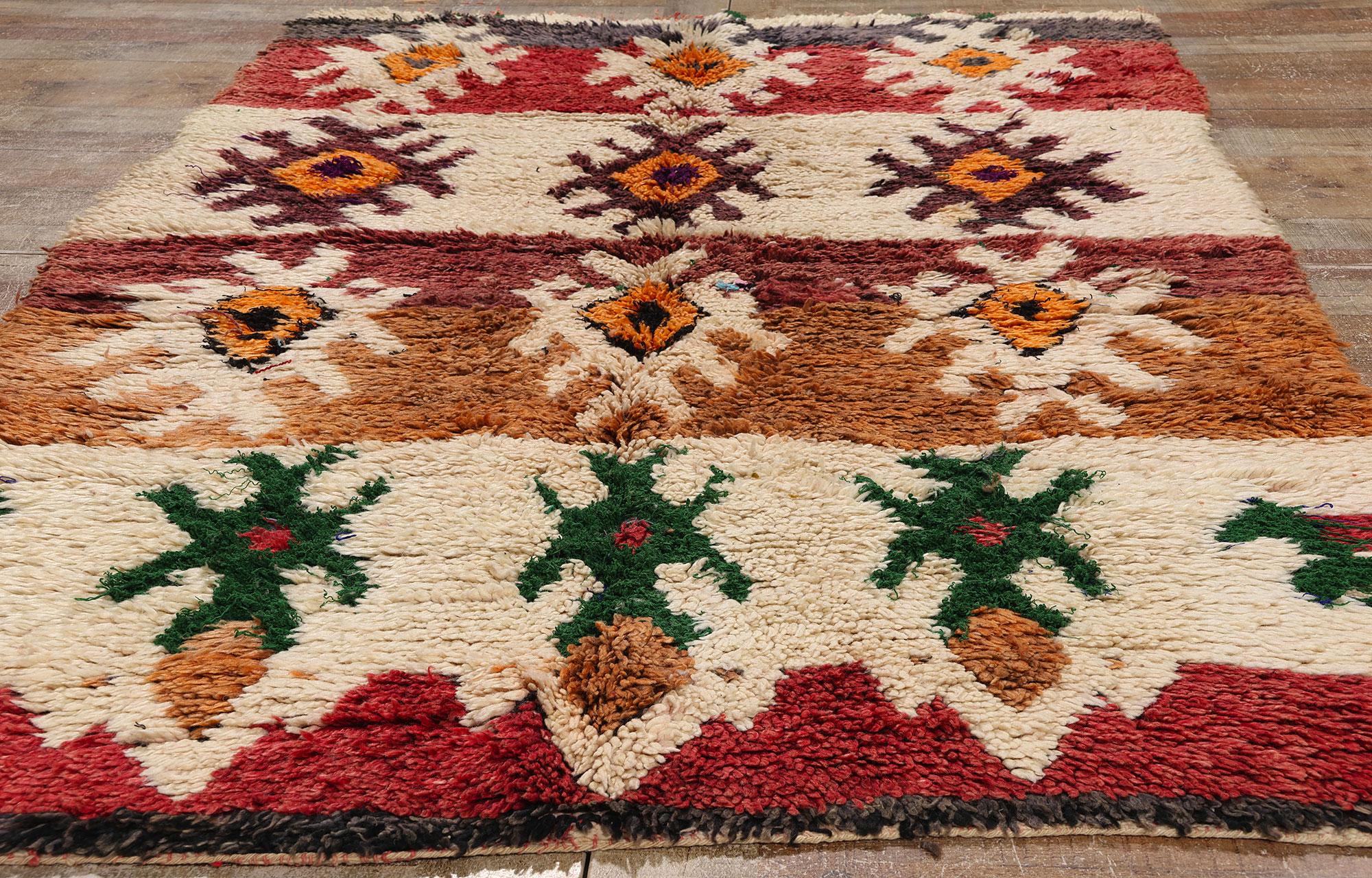 Vintage Earthy Moroccan Azilal Rug, Modern Desert  Meets Southwest Electicism For Sale 1
