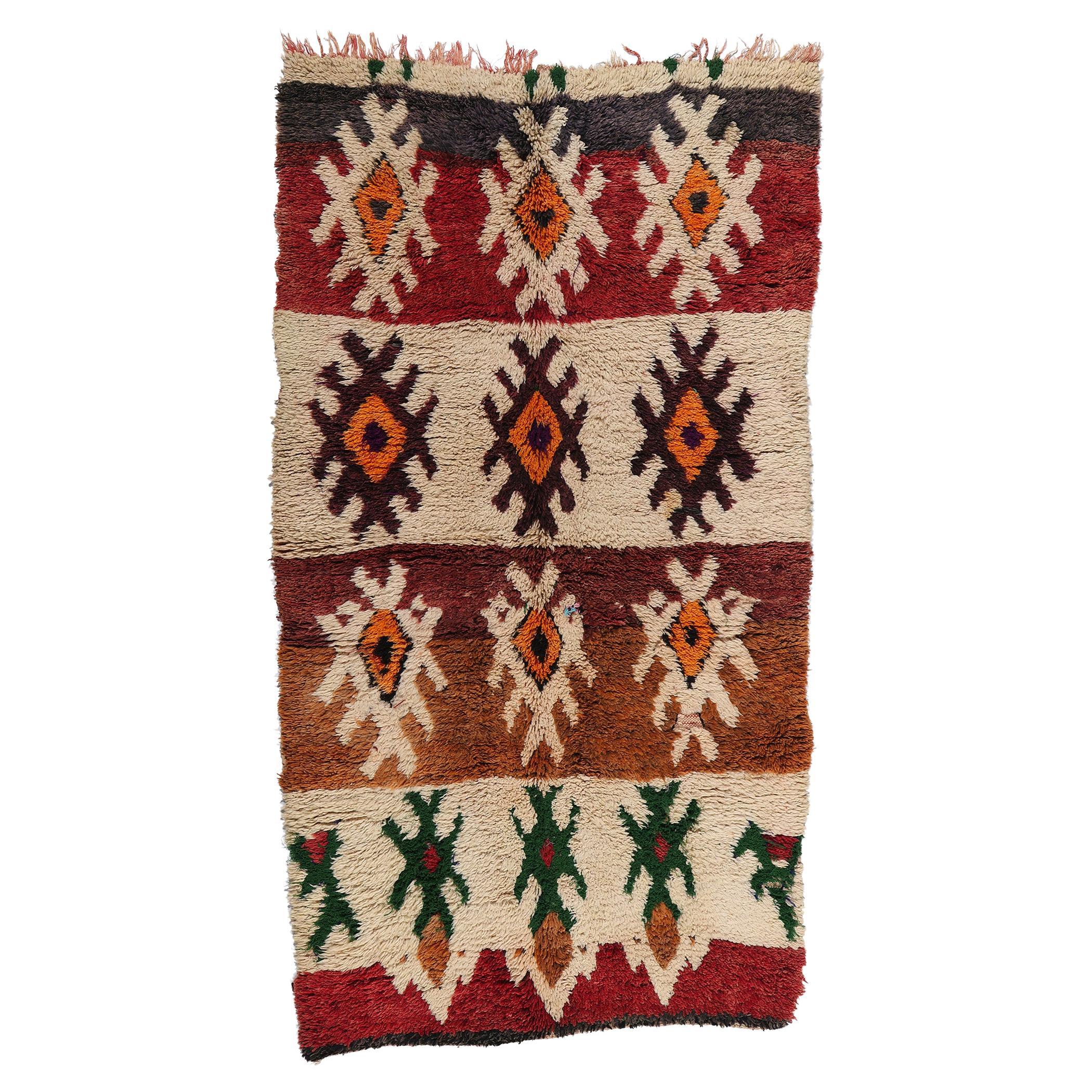 Vintage Earthy Moroccan Azilal Rug, Modern Desert  Meets Southwest Electicism For Sale