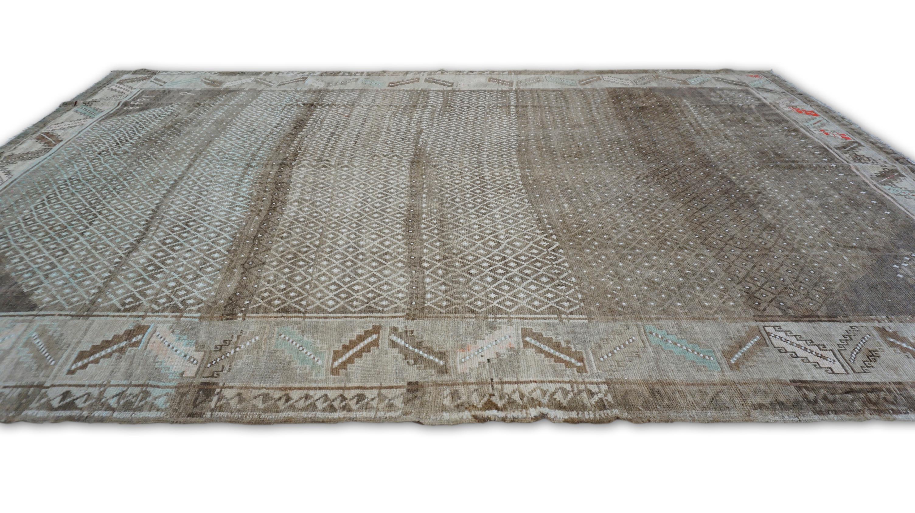 Handgeknüpfter Vintage-Wollteppich in Erdtönen in Erdtönen 8'4''x11'6'' (Türkisch) im Angebot