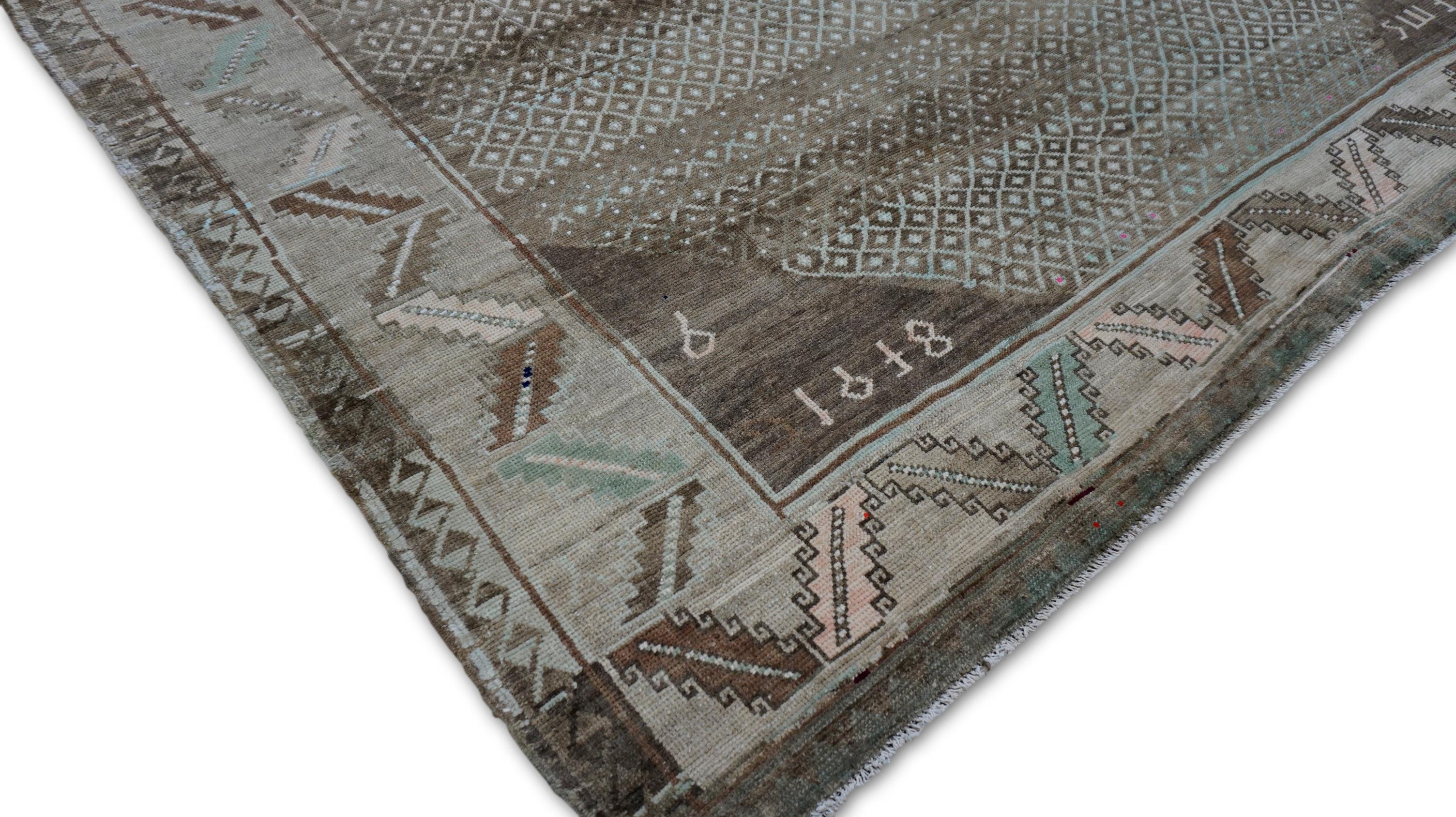 Handgeknüpfter Vintage-Wollteppich in Erdtönen in Erdtönen 8'4''x11'6'' (Wolle) im Angebot