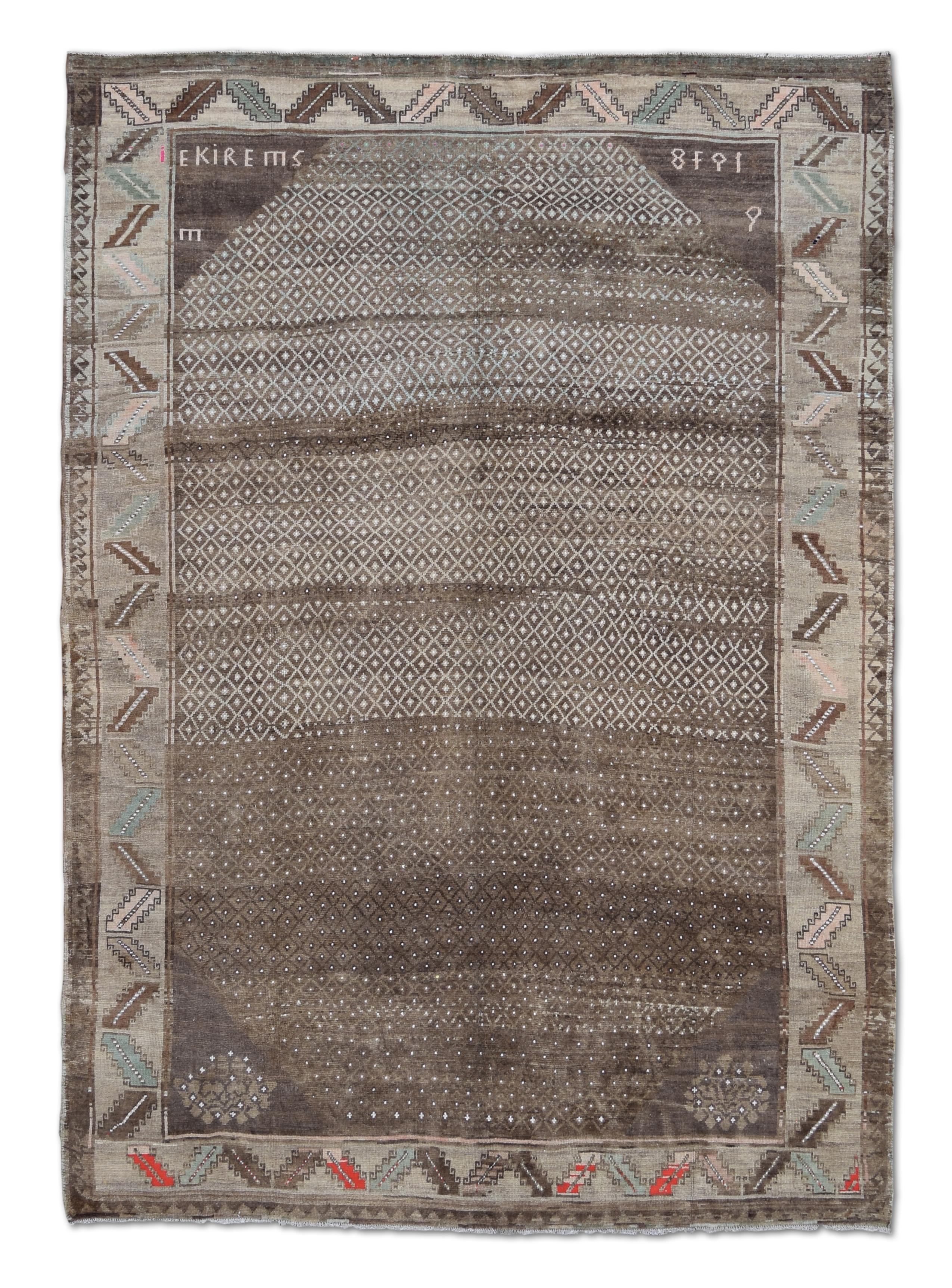 Vintage Earthy Tones Hand-Knotted Wool Rug 8'4''x11'6''