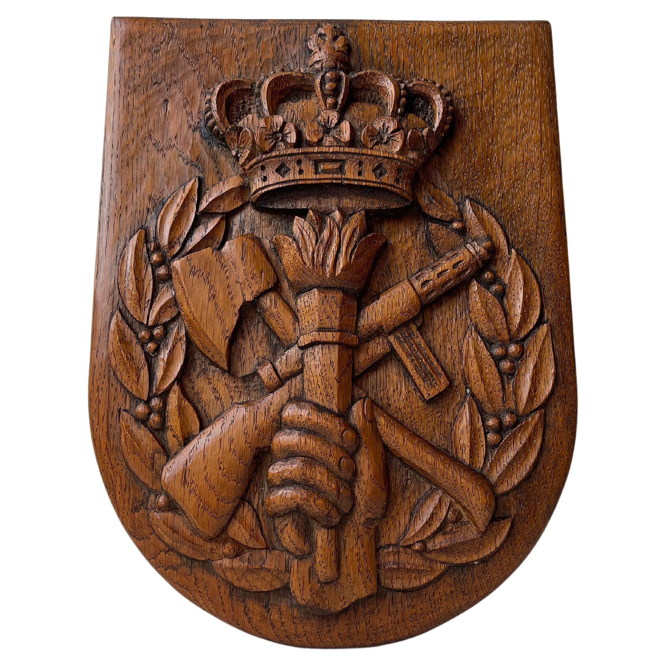 Vintage East Bloc Coat of Arms in Carved Oak