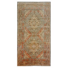 Vintage East Turkestani Khotan Wool 6x11 Beige, Olive & Orange Handmade Area Rug