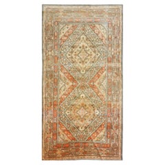 Vintage East Turkestani Khotan Wool 6x11 Beige, Olive & Orange Handmade Area Rug