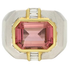 Vintage East-West 6.75ct Pink Tourmaline and Diamond Cocktail Ring