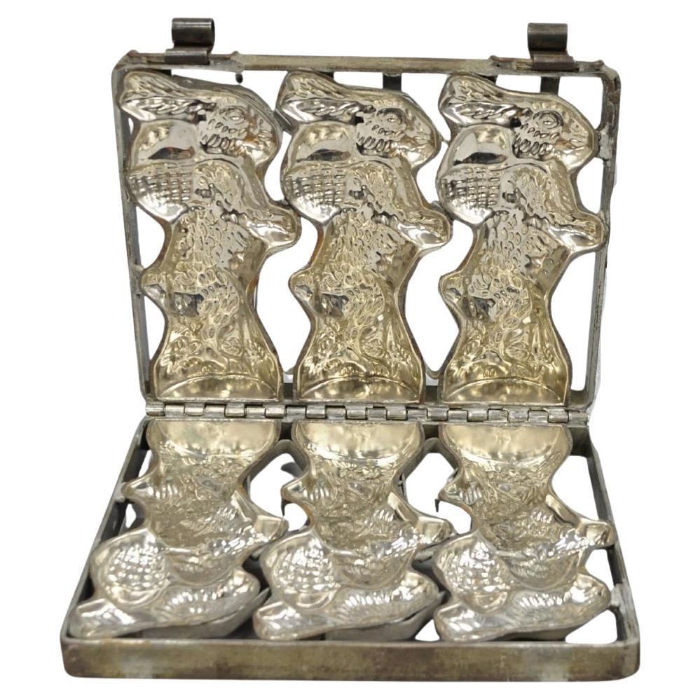 Vintage Easter Bunny Rabbit 7" Chocolate Candy Mold Heavy Metal Casting For Sale