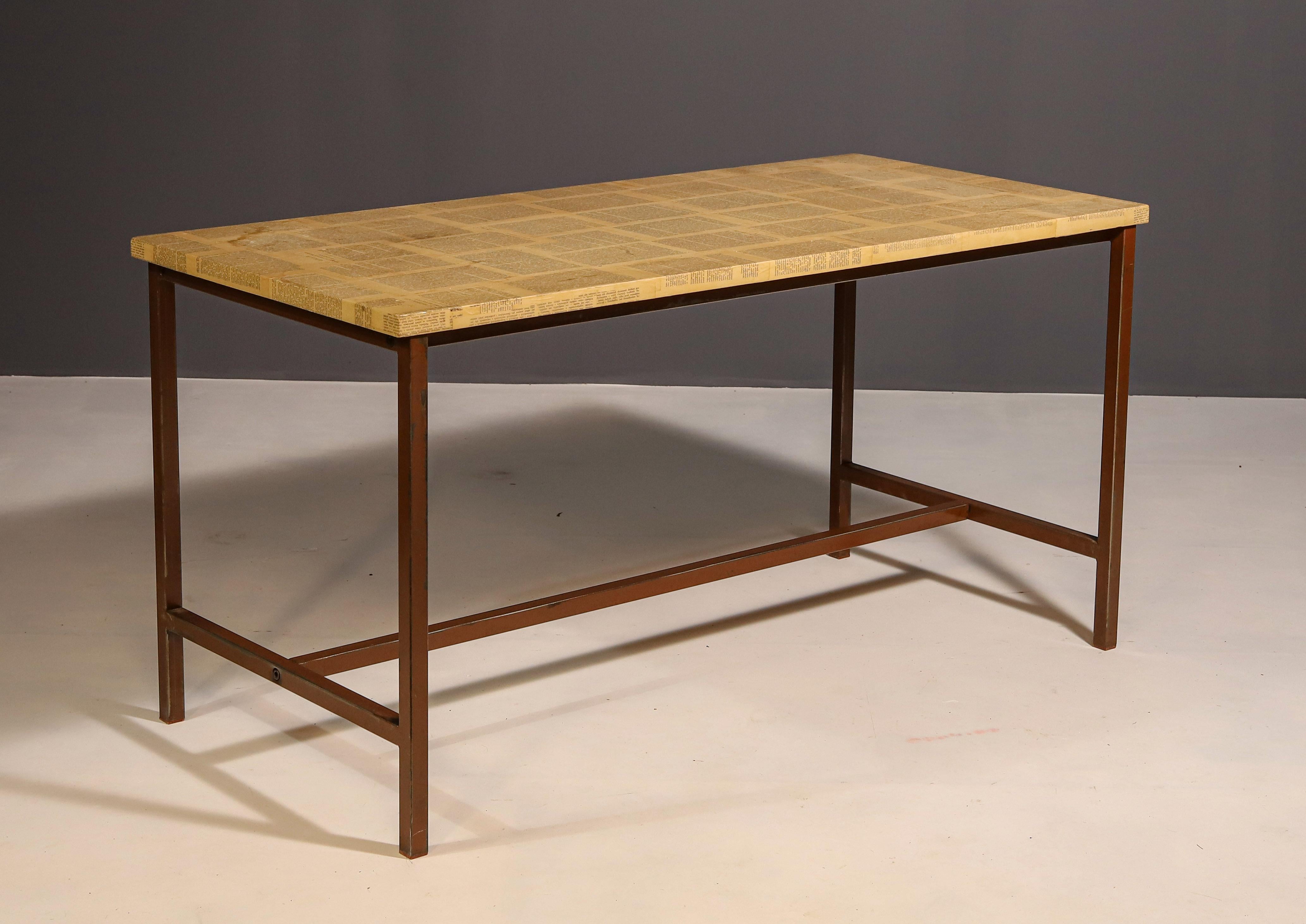 Iron Vintage Eastern Bloc Industrial kitchen table, 1950s, Czechoslovakia For Sale