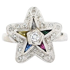 Vintage Eastern Star Diamond & Gemstone Ring