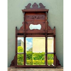 Vintage Eastlake Carved Wood Mantle Mirror