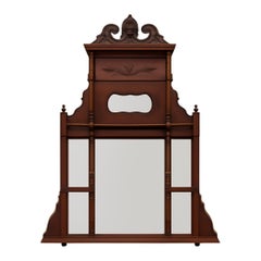Vintage Eastlake Carved Wood Mantle Mirror